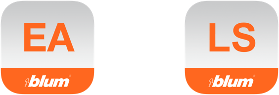 Icons der Blum Mobile Service Solutions “Easy Assembly” und “Live Support”