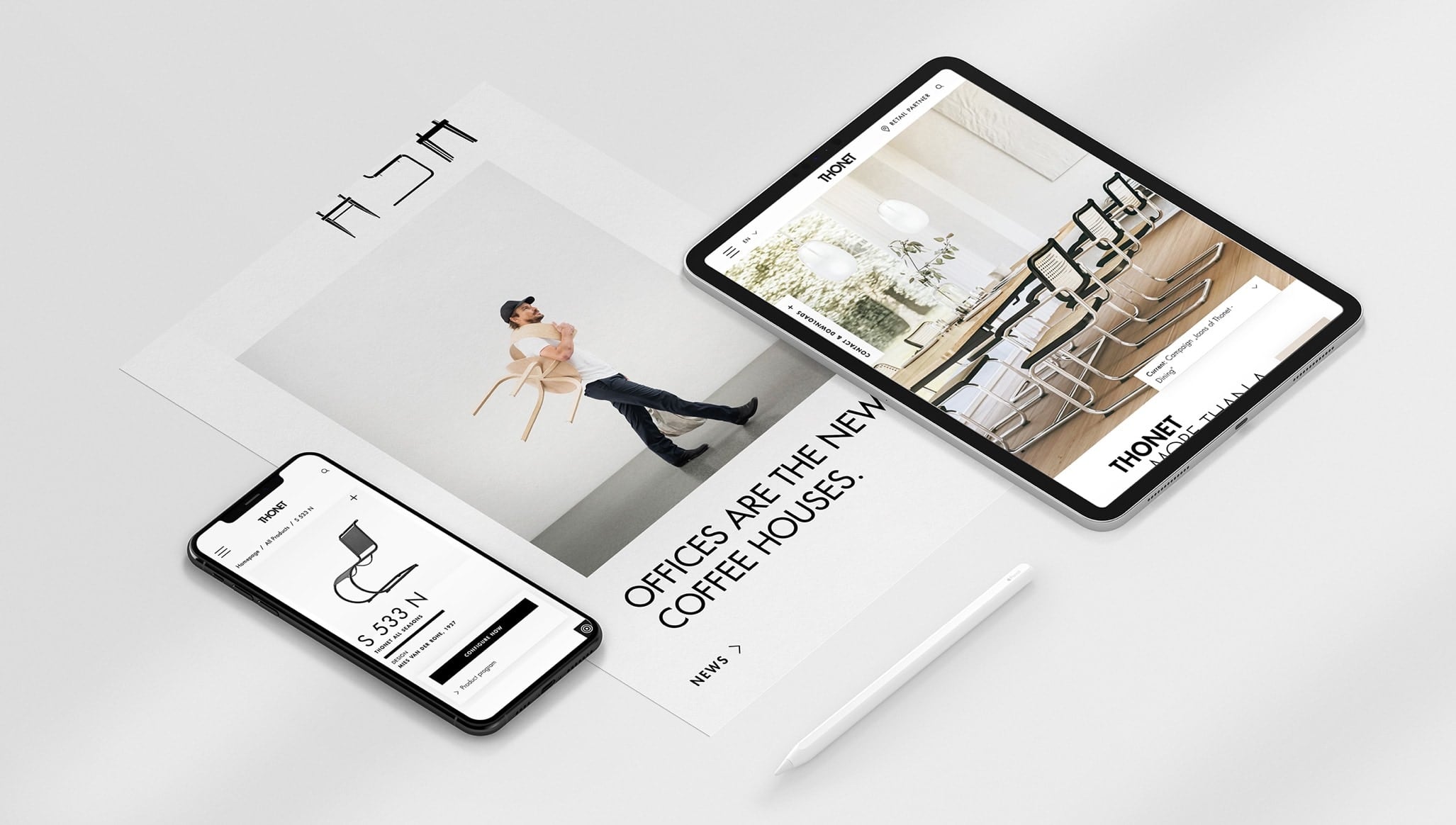 Bild, das den digitalen Showroom nach dem Relaunch auf drei Endgeräten zeigt