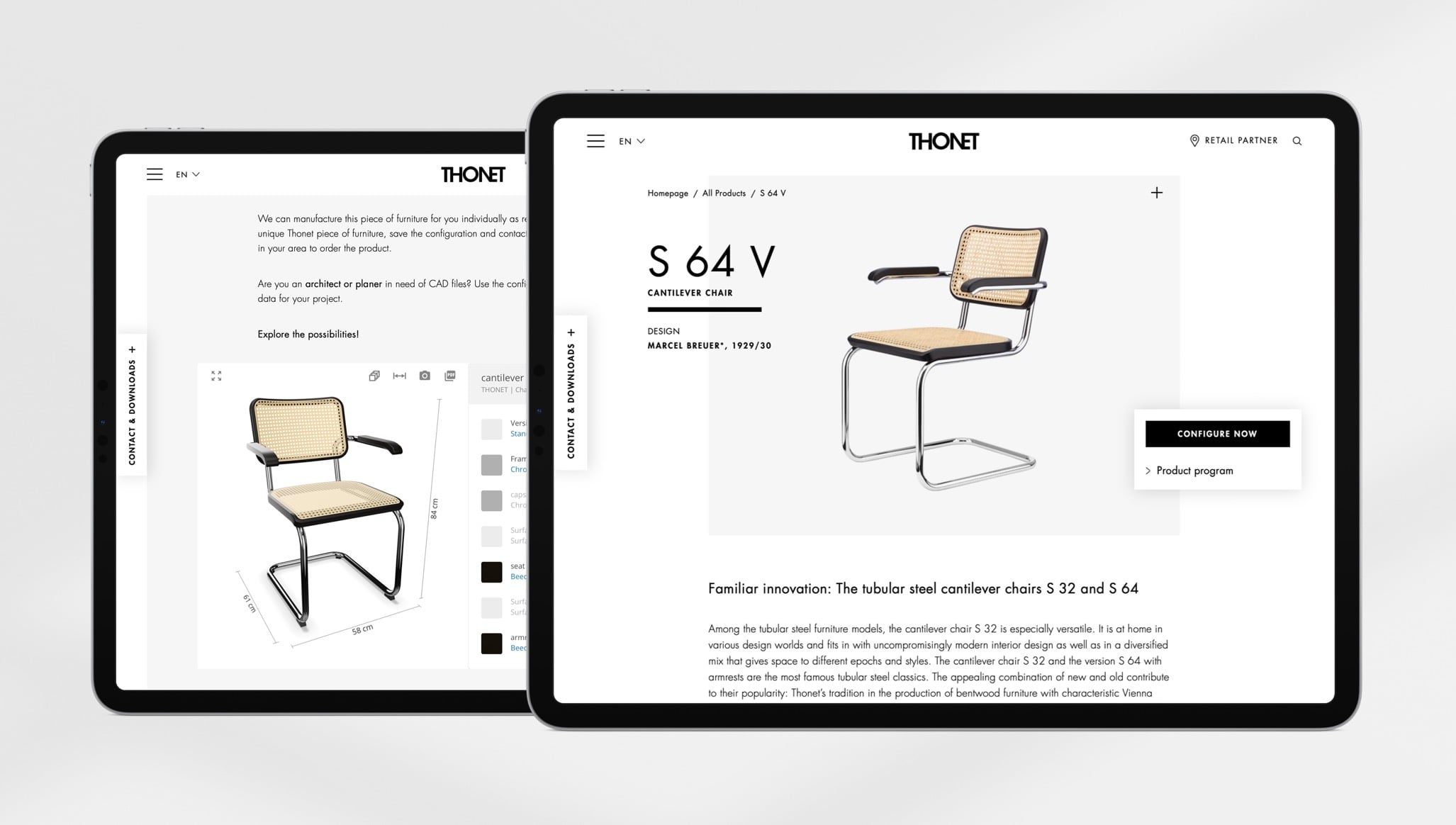 Bild mit zwei Beispielen des UI Designs nach dem Website-Relaunch