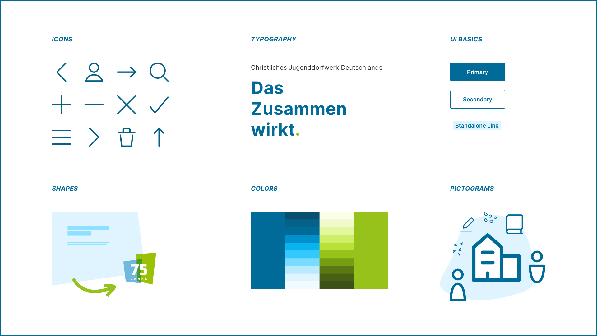 Designsystem der barrierefreien Webseite des CJD Deutschland e.V.