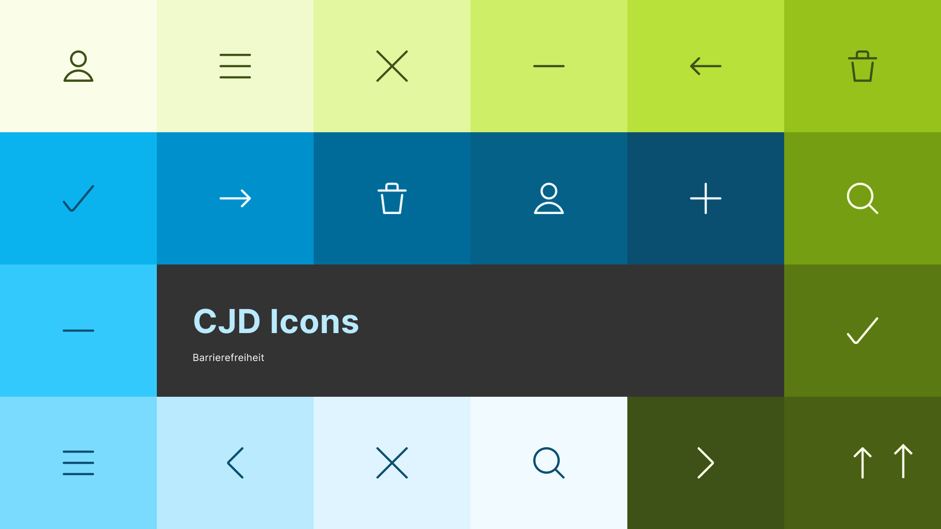 Icons für die barrierefreie Webseite des CJD Deutschland e.V.