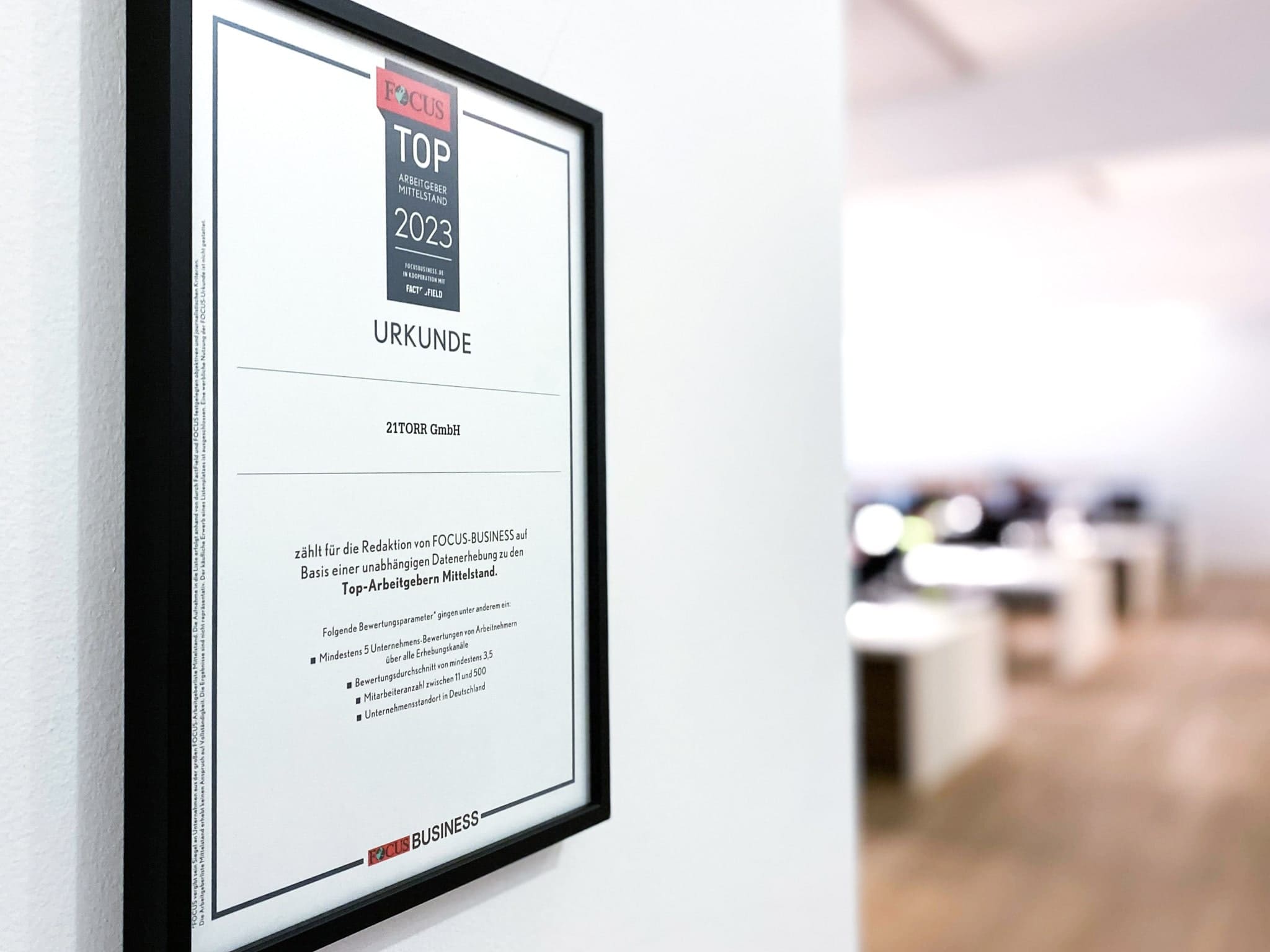 21TORR ist FOCUS Business und kununu Top Arbeitgeber im Mittelstand 2022/2023