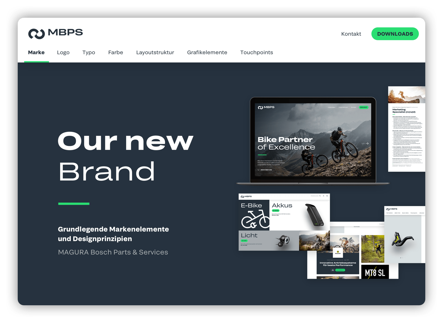 Der MBPS Digital Brand Hub macht grundlegende Brand Elemente und Design-Prinzipien leicht zugänglich.